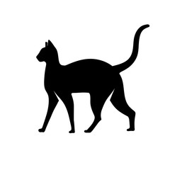 Simple flat cat silhouette Design Vector Illustration. cat Logo Template style