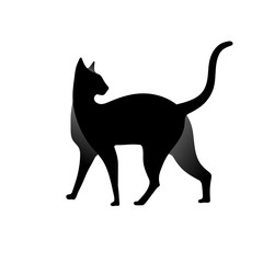 Simple flat cat silhouette Design Vector Illustration. cat Logo Template style