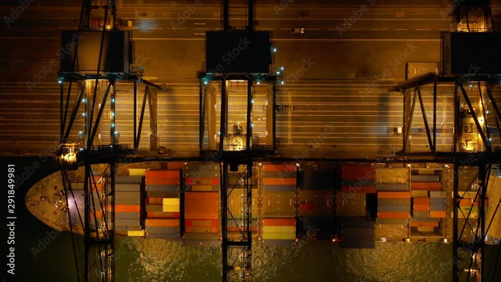 Aufkleber aerial view of hong kong container terminal at night