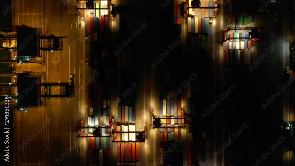 Aufkleber aerial view of hong kong container terminal at night
