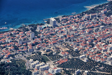Aerial view of center of the city by the sea