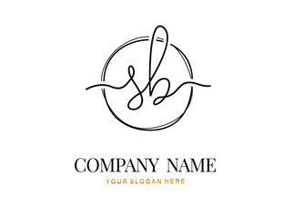S B SB Initial handwriting logo design with circle. Beautyful design handwritten logo for fashion, team, wedding, luxury logo.