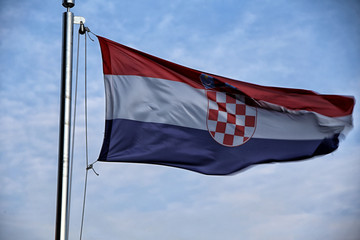 Croatian national flag on the silver pole