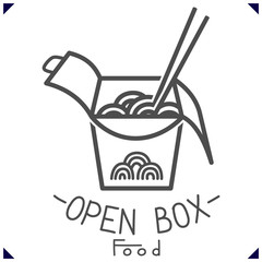 Logo template for china food. Simple design for decor of noodles. Vector