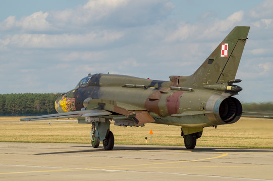 SWIDWIN, POLAND - JUNE 27,2016:: Polish Air Force Suchoj Su-22 Fitter .Swidwin Air Base