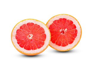 Grapefruit slice isolated on white background.