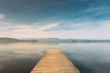 Landscape of pier with a blue sky