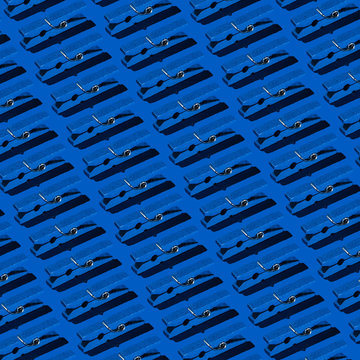 Blue Clothes Peg Pattern on Blue