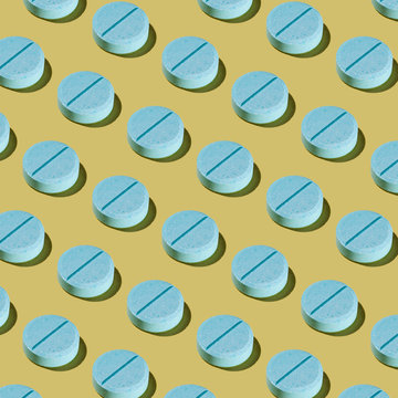 Close up of blue pills