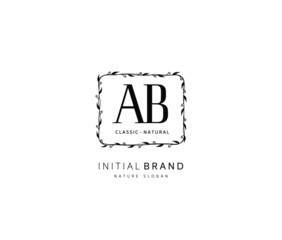 A B AB Beauty vector initial logo, handwriting logo of initial signature, wedding, fashion, jewerly, boutique, floral and botanical with creative template for any company or business.