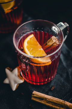 Food and Drink: Hot Christmas Punch with in glasses