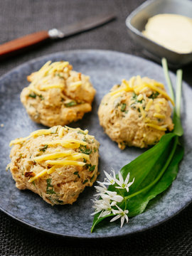Wild garlic scones