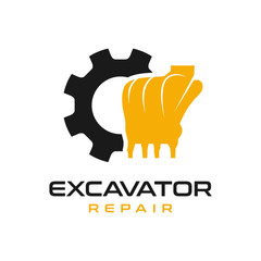 excavator engine repair logo design © idealis