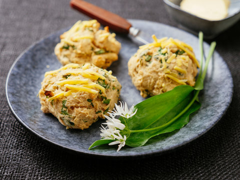 Wild garlic scones