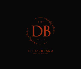 D B DB Beauty vector initial logo, handwriting logo of initial signature, wedding, fashion, jewerly, boutique, floral and botanical with creative template for any company or business.