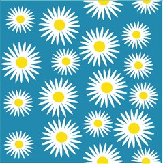 Fototapeta premium seamless pattern with daisies on blue background