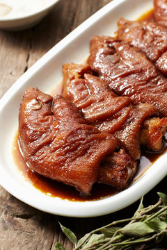 Traditional Chinese cuisine,Braised trotters. in Chinese traditional kitchen