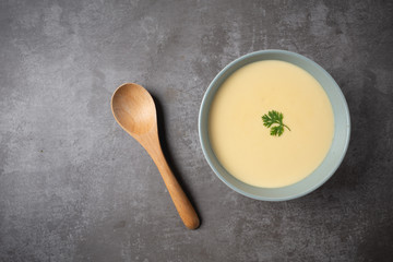Steamed Egg on cement background.