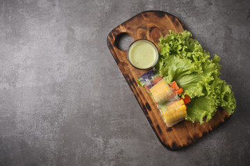 Vegetable Salad Roll on cutting board.