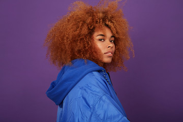 Awesome woman portrait in blue jacket