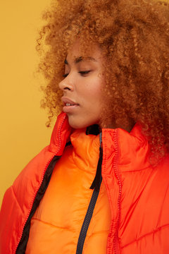 Woman looking away isolated