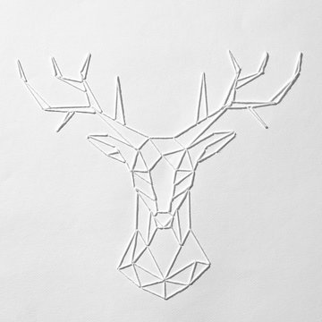 Pattern embroidered with white threads in the form of a deer's h