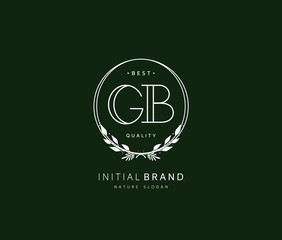 G B GB Beauty vector initial logo, handwriting logo of initial signature, wedding, fashion, jewerly, boutique, floral and botanical with creative template for any company or business.