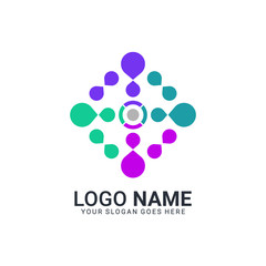 Abstract digital technology symbol logo design. Editable logo design
