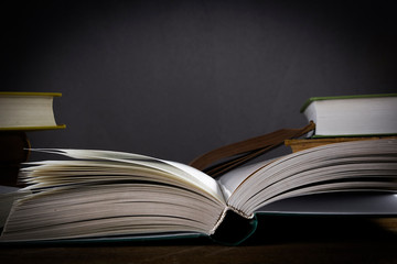 Open books on the table