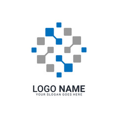 Abstract digital technology symbol logo design. Editable logo design