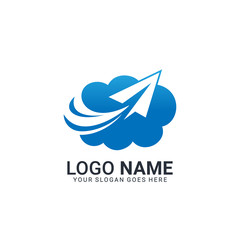 Cloud with plane logo design. Modern simple editable logo design