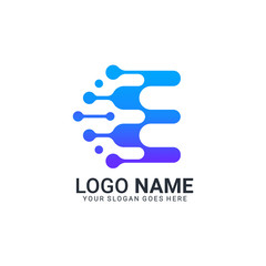 Abstract digital technology symbol logo design. Editable logo design