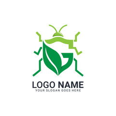 Green insect pest cleaner logo. Editable logo design