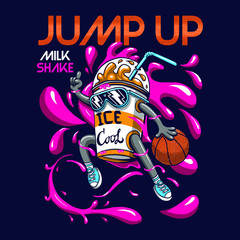 crazy milkshake character illustration graphic design 