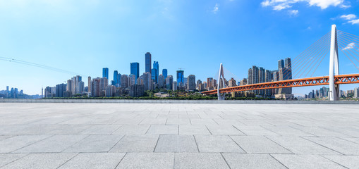 Empty square floor and cityscape of Chongqing