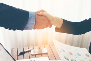 Agreement business handshake of two businessman shaking hands.