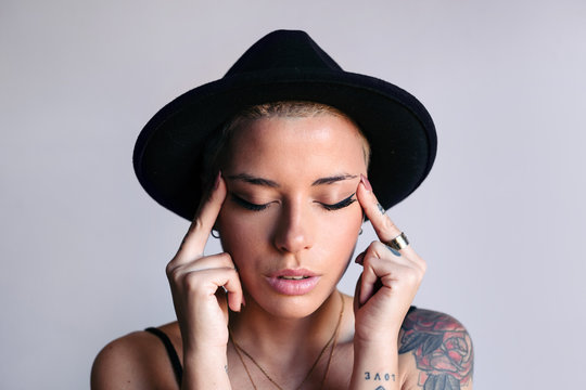 Stylish woman with a hat