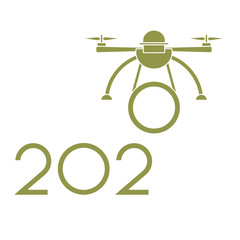 Happy New Year 2020 card Vector illustration Drone