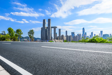 Empty asphalt road and cityscape of Chongqing