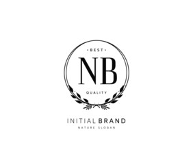 N B NB Beauty vector initial logo, handwriting logo of initial signature, wedding, fashion, jewerly, boutique, floral and botanical with creative template for any company or business.