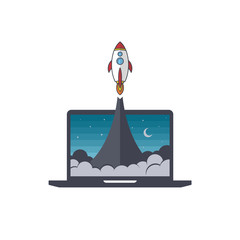 notebook laptop boost start up space rocket shuttle theme