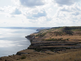 Beautiful aerial landscape on hill in autumn
