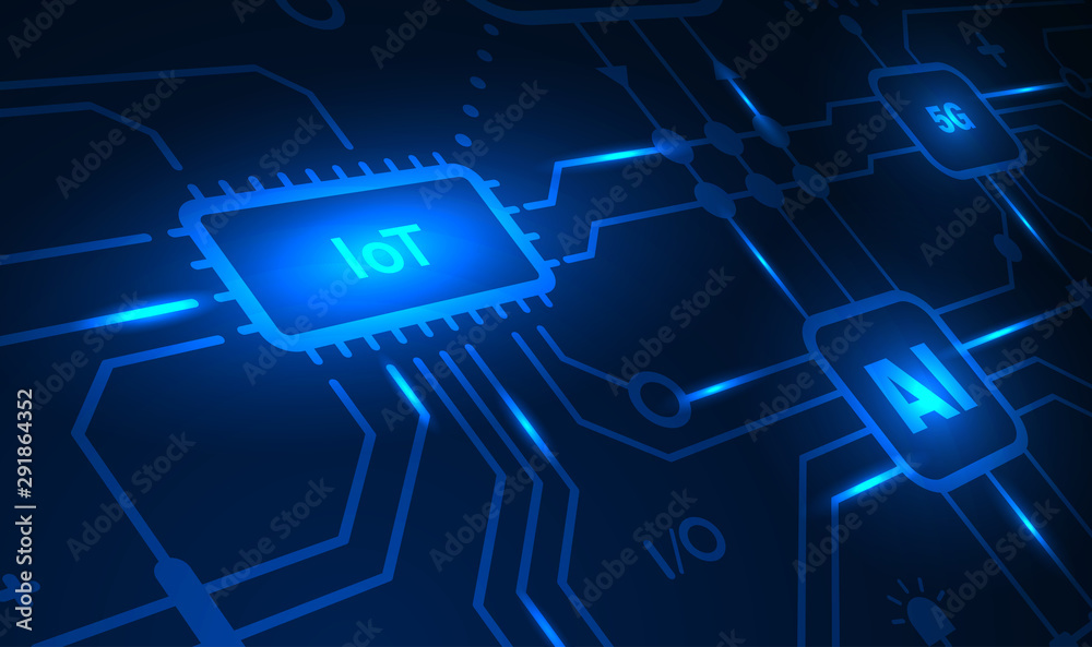 Wall mural iot connection technology background. vector illustrator