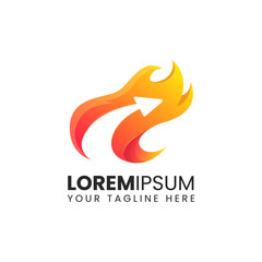 arrow flame fire fast logistics logo abstract design vector