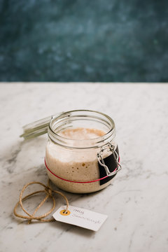 Sourdough leaven in a jar
