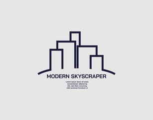 Logo of City and Building with Modern Concept. Design with Monoline Style Isolated on Light Grey Background. Suitable for Apartment, Real Estate, Hotel Company and Corporate Logo. Vector Illustration.