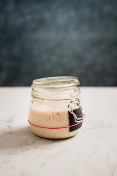 Sourdough leaven in a jar