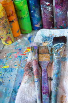 Paint supplies and brushes