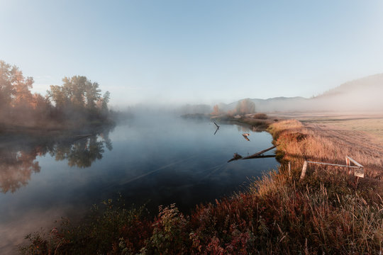 River and Farmland Sunrise