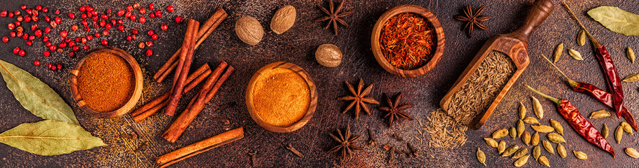 Spices ingredients for cooking. Spices concept. - obrazy, fototapety, plakaty